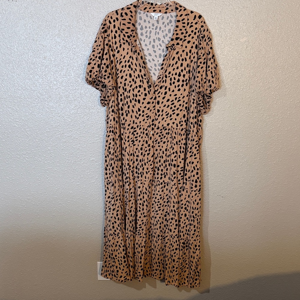 Leopard Print V-Neck Maxi Dress Size 4X